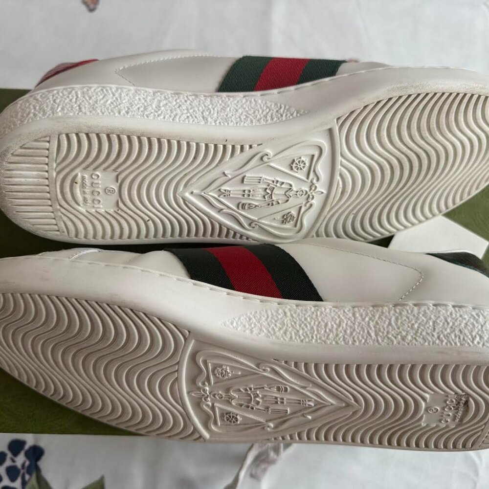 Gucci Men’s Ace Sneaker with Bee – White Leather | Size 9.5 - Picture 11 of 12